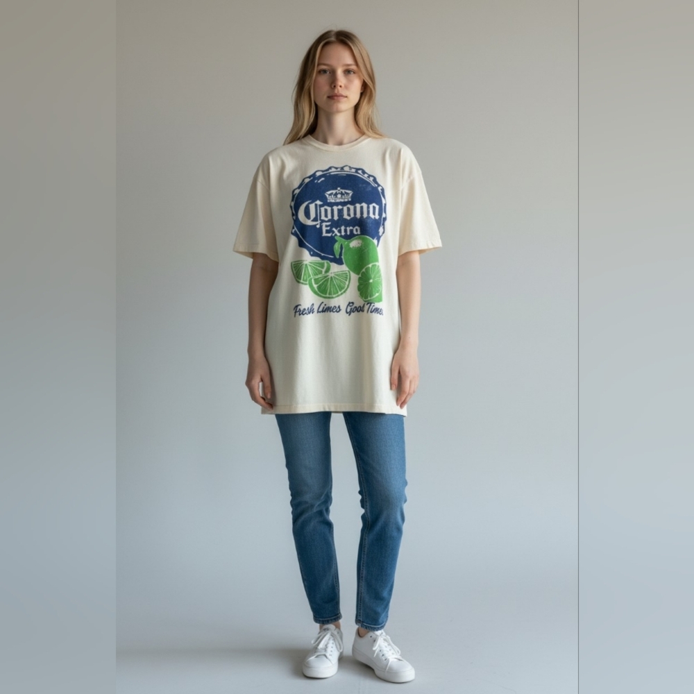 Nwt Corona Extra Fresh Limes Good Times Tee in Blue and Green Mens Med XL 3X